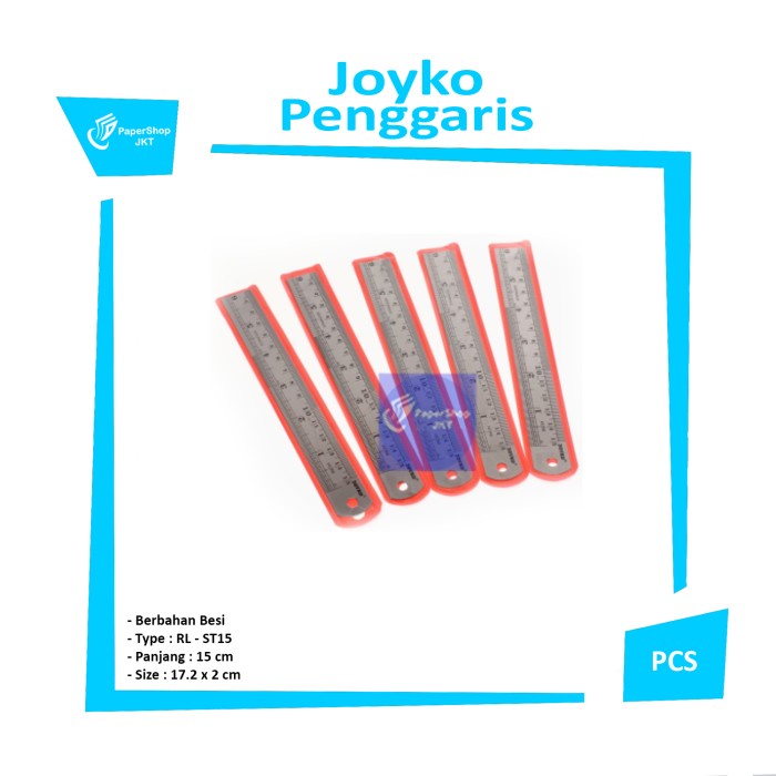 

TULIS-ALAT- RULER STAINLESS / PENGGARIS BESI - JOYKO - 15 CM -ALAT-TULIS.