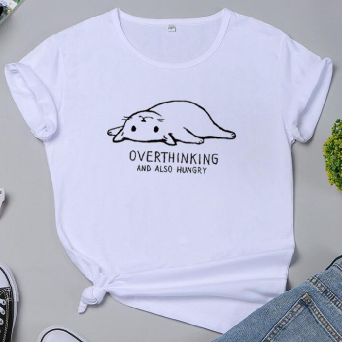 MYSTIQUE.ID-BAJU KAOS OVERTHINKING T-SHIRT LUCU DAN AESTHETIC