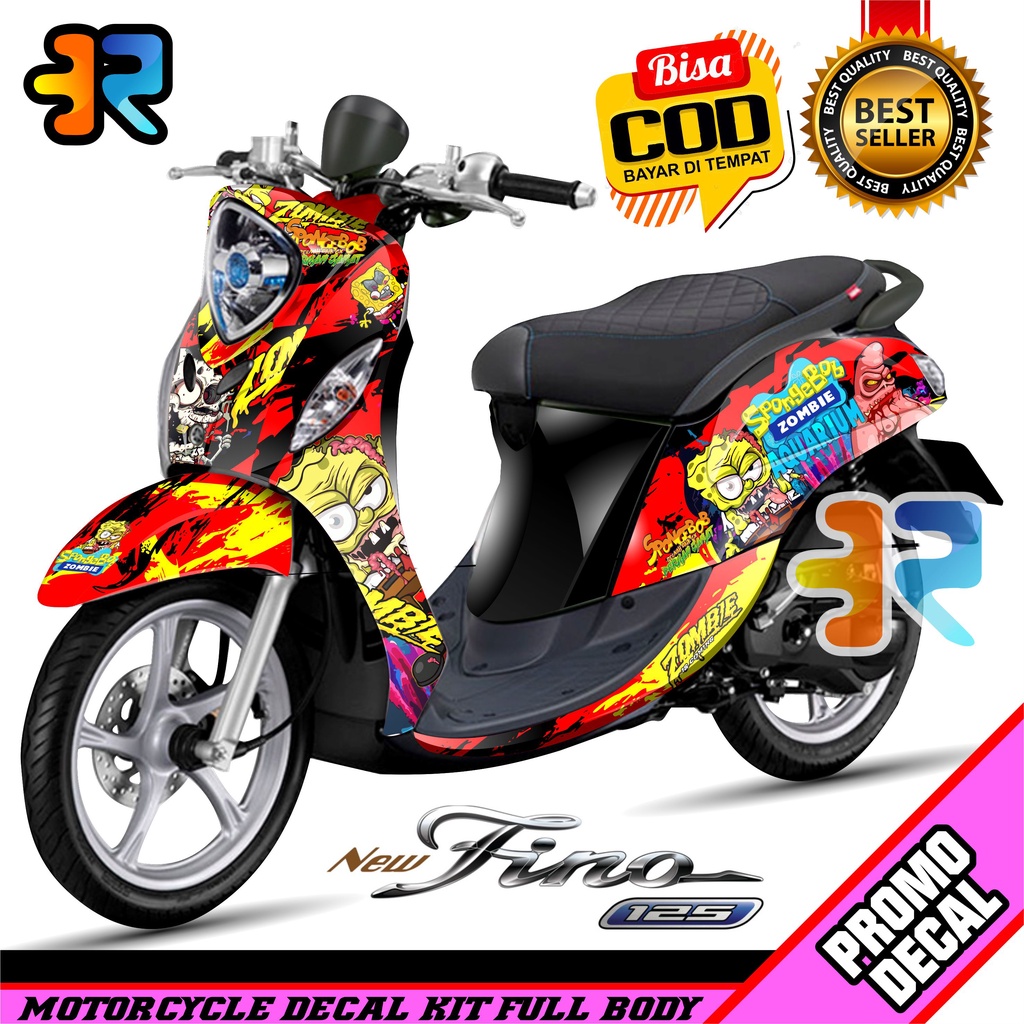 Stiker Decal Fino 125 Full Body Variasi Desain Spongebob Zombie