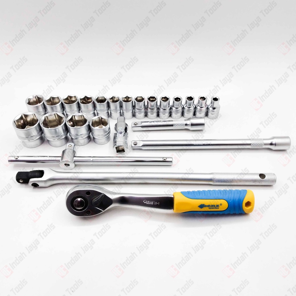BENZ BZ-9824 Kunci Sok Set 24 Pcs 1/2 inch - Socket Sock Mata Sok Set