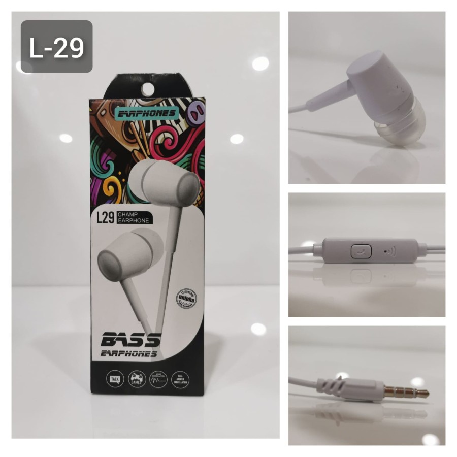 BOS - HF L29 / D21 | HANDSFREE HENSET EARPHONE L-29 / D-21 UNIVERSAL JACK 3.5MM GROSIR