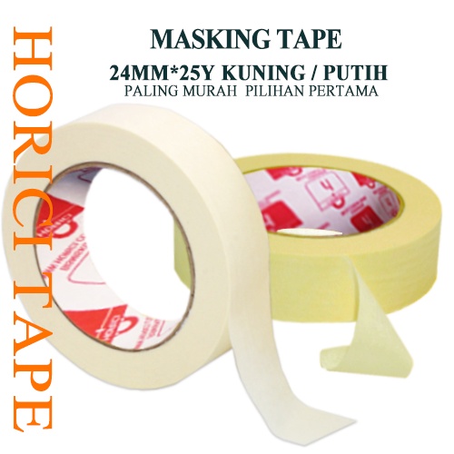 Isolasi Kertas  HORICI Masking tape 24mm*25Y perekat kualitas bagus lebih tebal warna