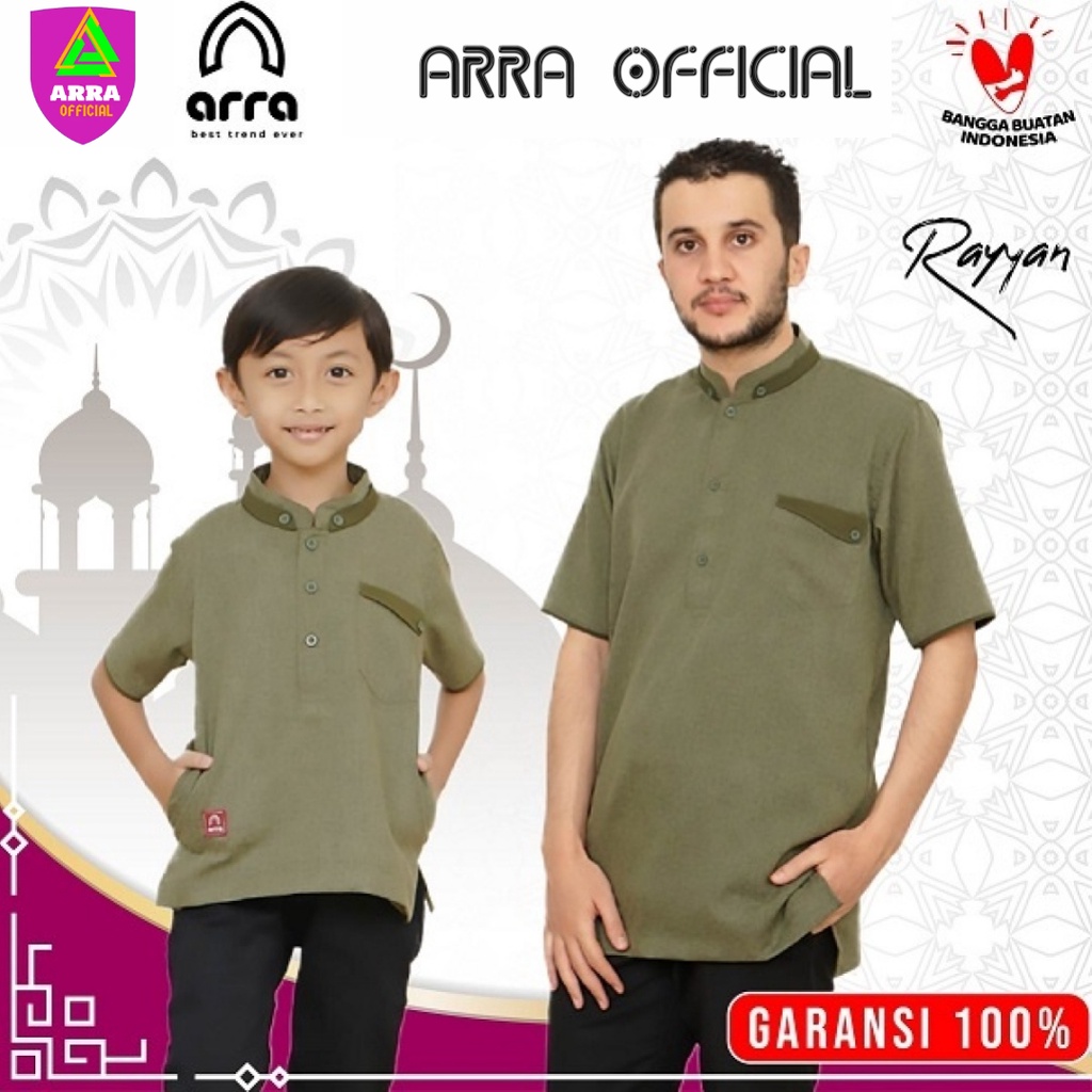 Baju Koko Pria Lengan Pendek Couple Ayah Dan Anak Premium Original Arra Series Rayyan Bahan Katun Ma
