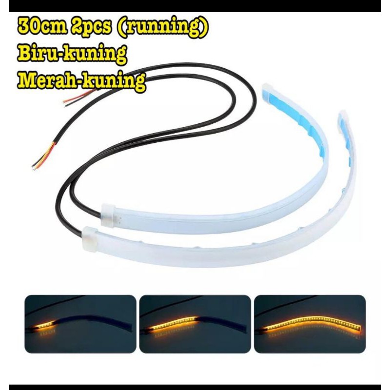 Lampu Alis gepeng 30 cm running  / Lampu Drl 30 cm Running / Lampu Alis 2 Mode warna