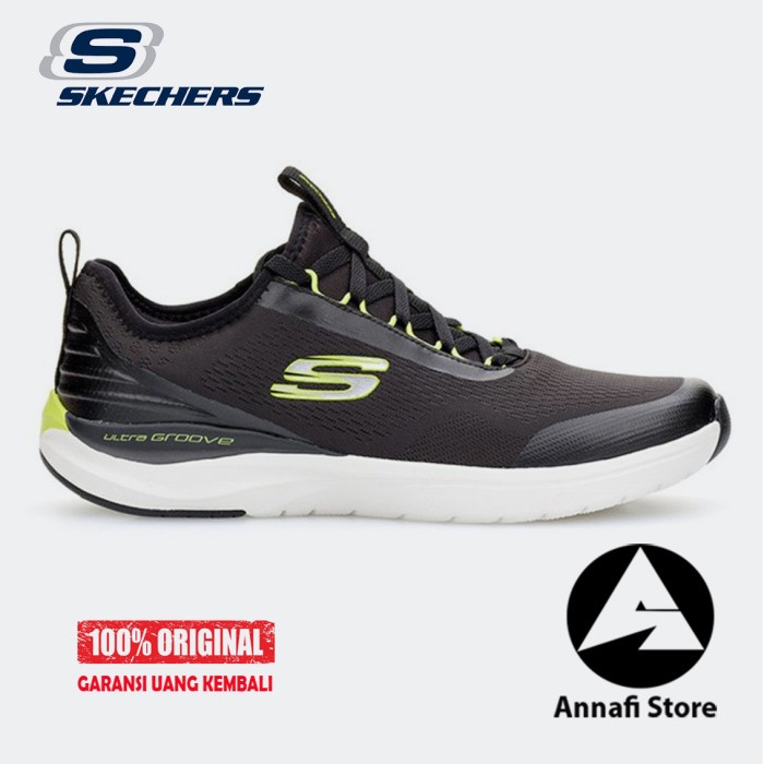 JUAL SEPATU RUNNING PRIA SKECHERS ULTRA GROOVE 232029-BKLM - BLACK