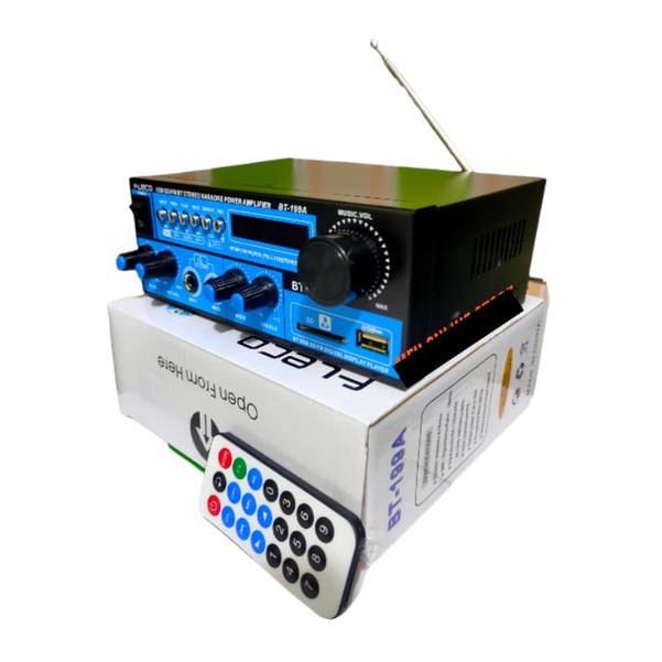 Terlaris Amplifier Bluetooth FLECO BT-199A Subwoofer Stereo Karaoke + Mp3 player + FM Radio Super Bass Fitur Lengkap