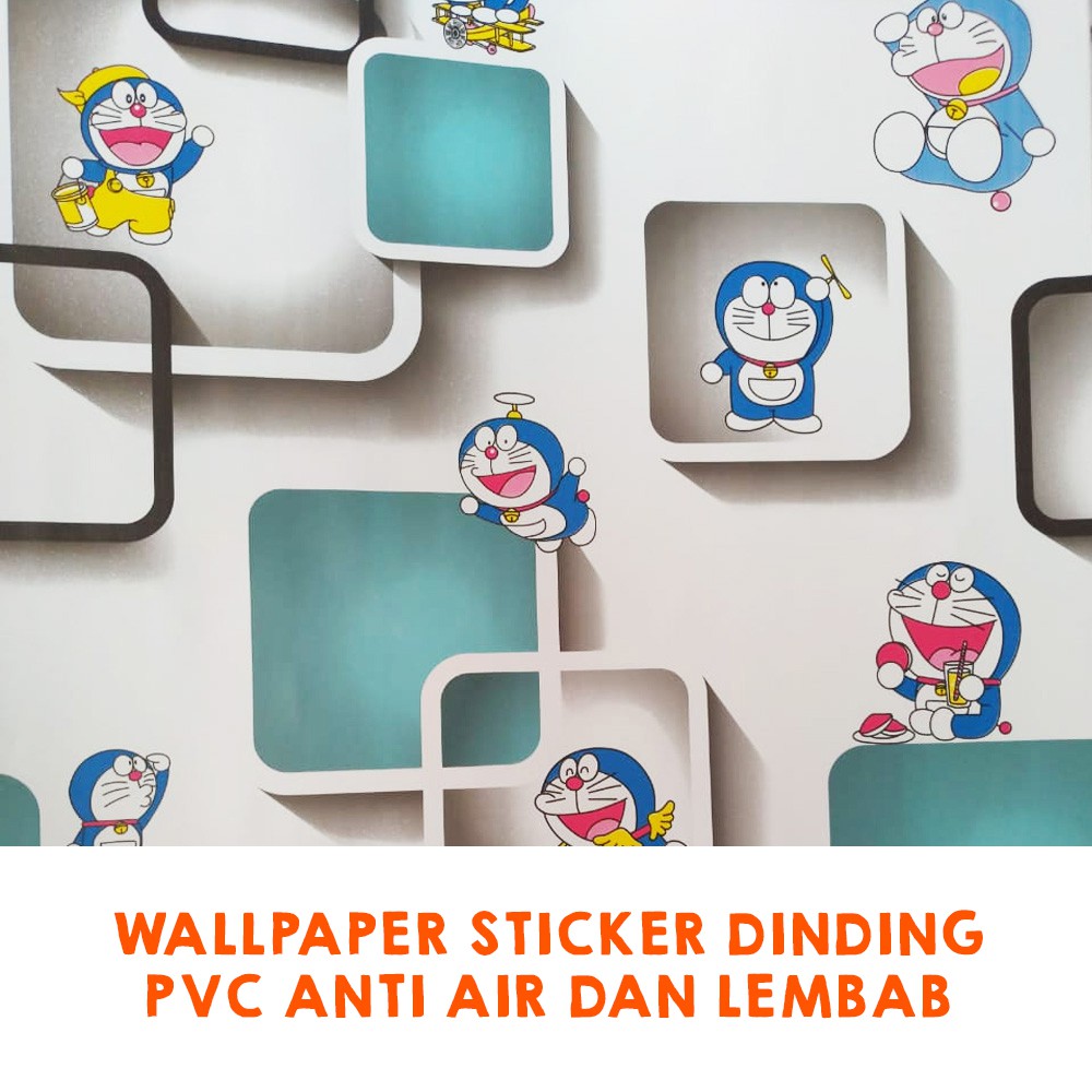 Wallpaper Stiker Dinding | Walpaper dinding Kamar Tidur | Wallpaper Promo |DORAEMON KOTAK 3D