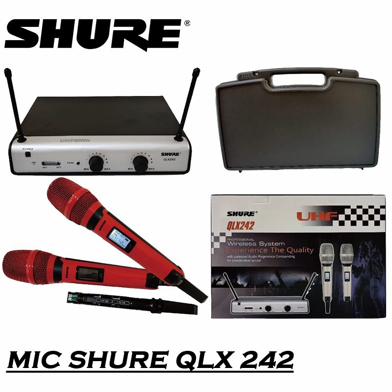 Mic Wireless SHURE QLX 242 + Koper Like Ashley Voice 1 Pro utk Karaoke