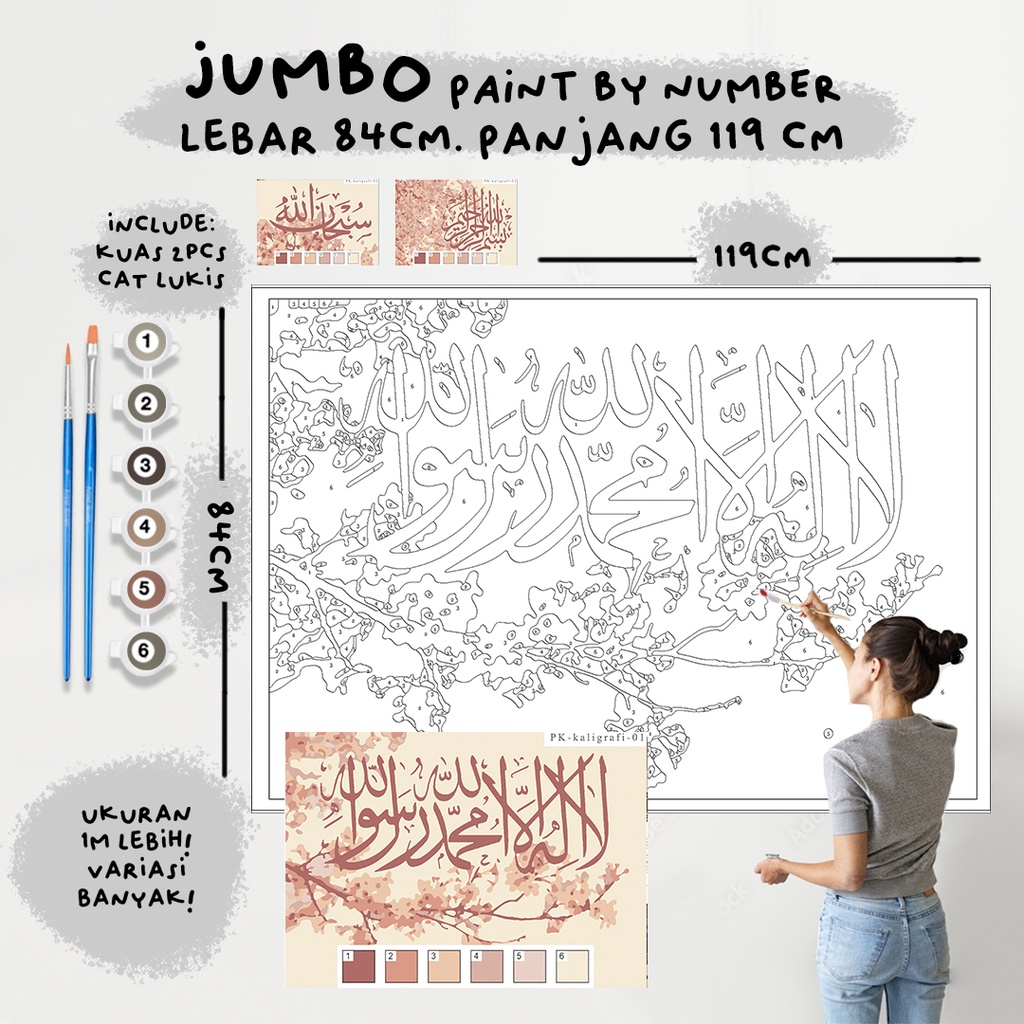 

JUMBO Paint By Number Kit, KALIGRAFI paint by number besar a0