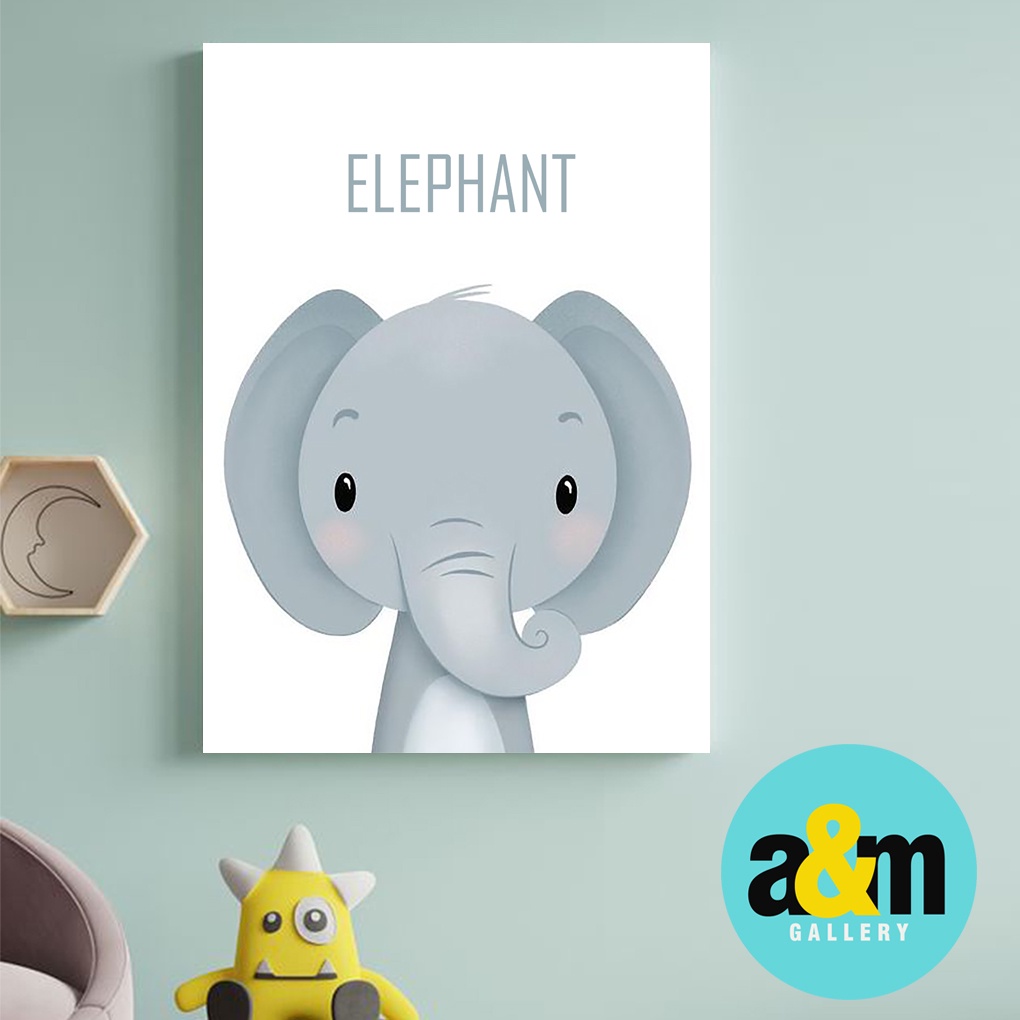 Poster Kayu Hiasan Dinding Kamar Bayi dan anak Gambar Binatang ( A4 ) Dekorasi Kamar anak Wall decor Edukasi Gambar Tema Binatang - A&amp;M