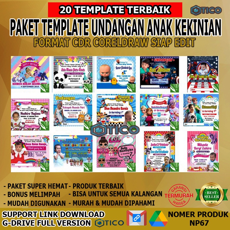 Paket Template Undangan Khusus Anak CDR Ulang Tahun Syukuran Dan Keperluan Lainya Tinggal Edit