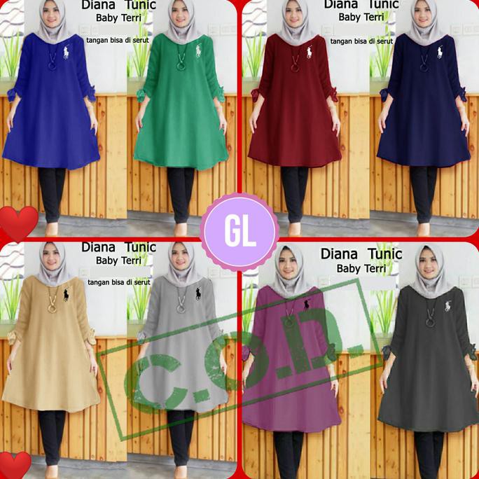46478 JUMBO diana tunic/baju tunik jumbo /atasan muslim bigsize murah - Maroon TERLARIS