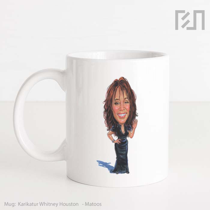 Gelas Keramik Caricature Whitney Houston Mug