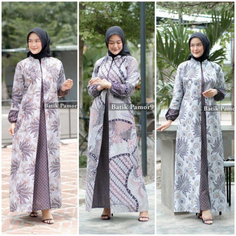 GAMIS BATIK WARNA ABU ABU GREY STANDAR DAN JUMBO