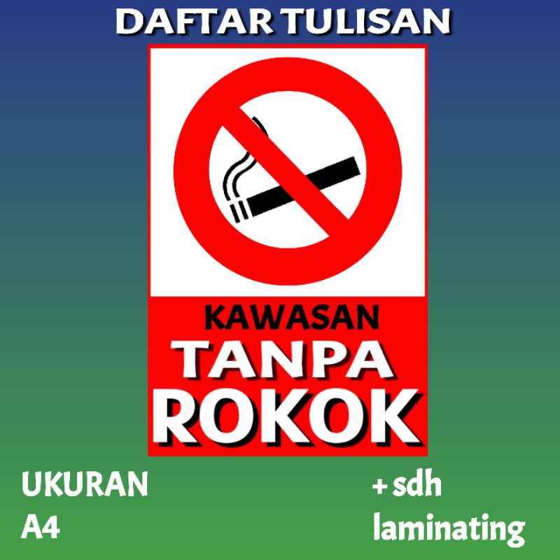 

tulisan area tempat no smoking area +laminating id8