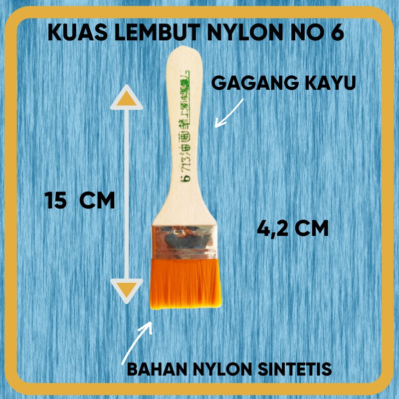 Kuas Decoupage nylon No.6. Kuas nilon Lembut Untuk Kerajinan Decoupage atau craft Lain