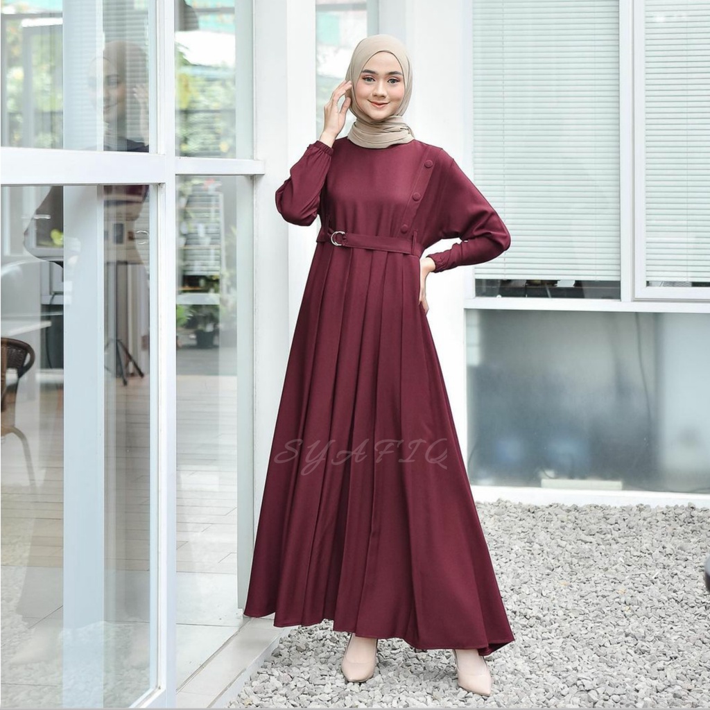 Gamis wanita terbaru 2021 Gamis remaja terbaru kekinian modern 2023 wanita dress arumi maxy syari-Marun
