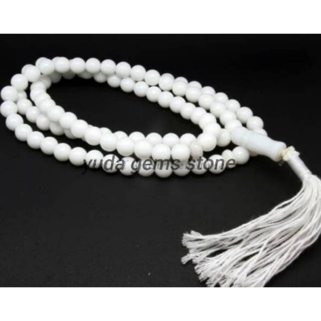 TASBIH GIOK PUTIH GIOK SALJU  NATURAL ASLI 99 BUTIR