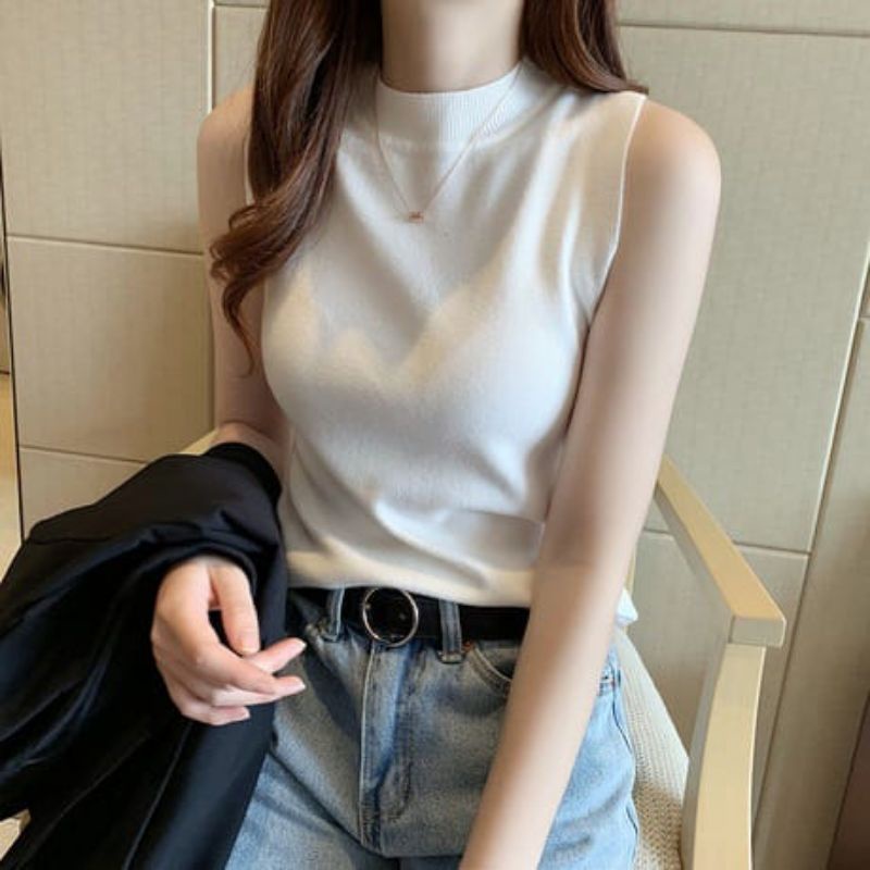 Eleonora Baju Tanktop turtle rajut knit cewek import/ Fashion korea tanktop lekbong rajut wanita