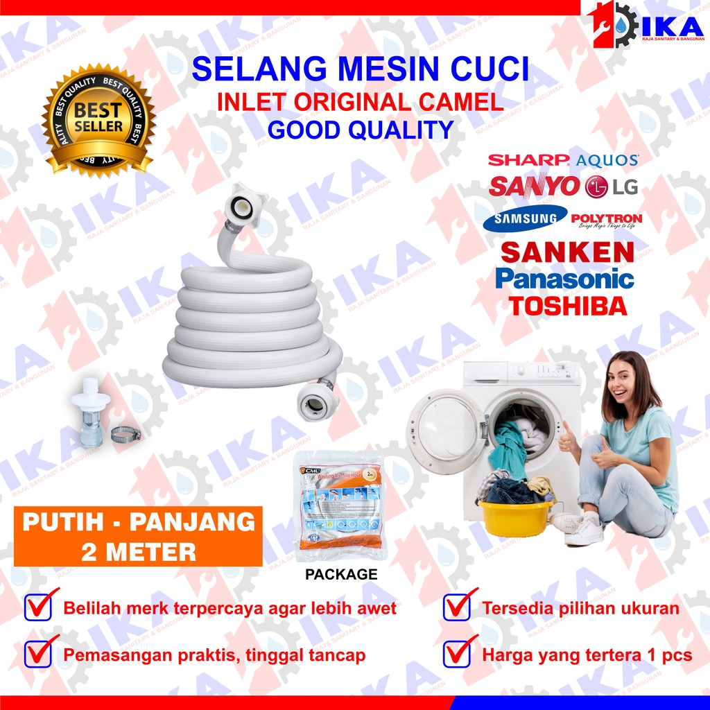 SELANG INLET MESIN CUCI MULTI / SELANG AIR MASUK MESIN CUCI 1 Tabung Top Loading Washing Macine Hose Universal Segala Merk