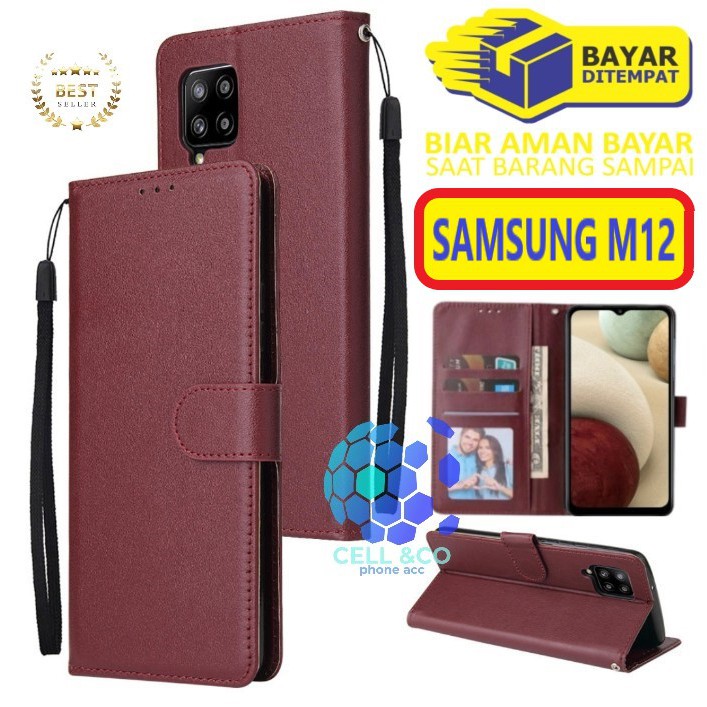 Flip cover SAMSUNG M12 Flip case buka tutup kesing hp casing flip case leather wallet