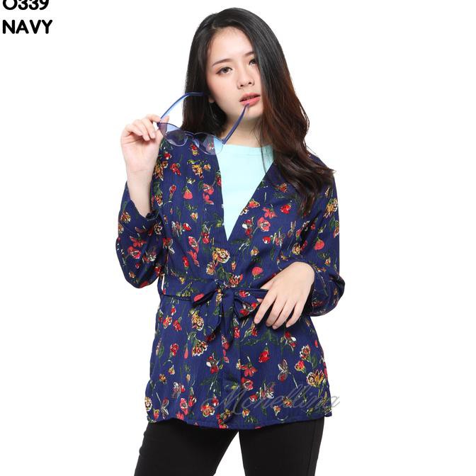 Cardigan Wanita - Monellina Fashion Baju Cardigan Murah Wanita Kekinian D-0339 - Navy, L