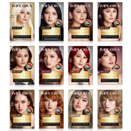 IMPLORA NEW LOOK PERMANENT HAIR COLOR / alat semir rambut pria / IMPLORA CAT RAMBUT SEMIR / cat ramb