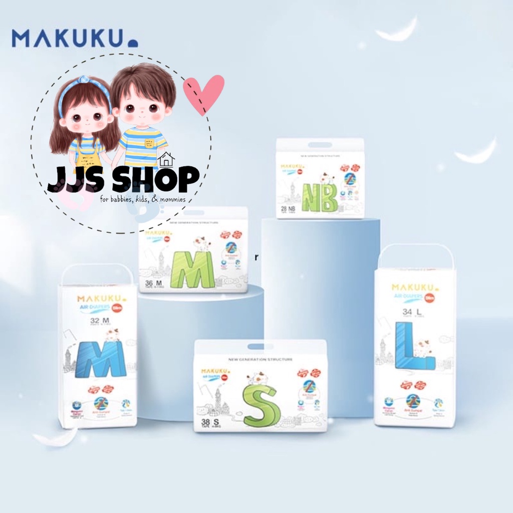 MAKUKU AIR DIAPERS SLIM TAPE PANTS NB28 S38 M36 M32 L34 XL32 XXL28 S22 L34 M22 L22 XL22 POPOK BAYI SEKALI PAKAI