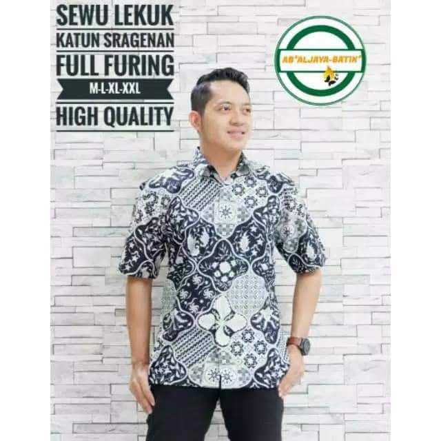 Batik Solo Sewu Lekuk Kemeja Pria Katun Halus Sragenan Full Furing