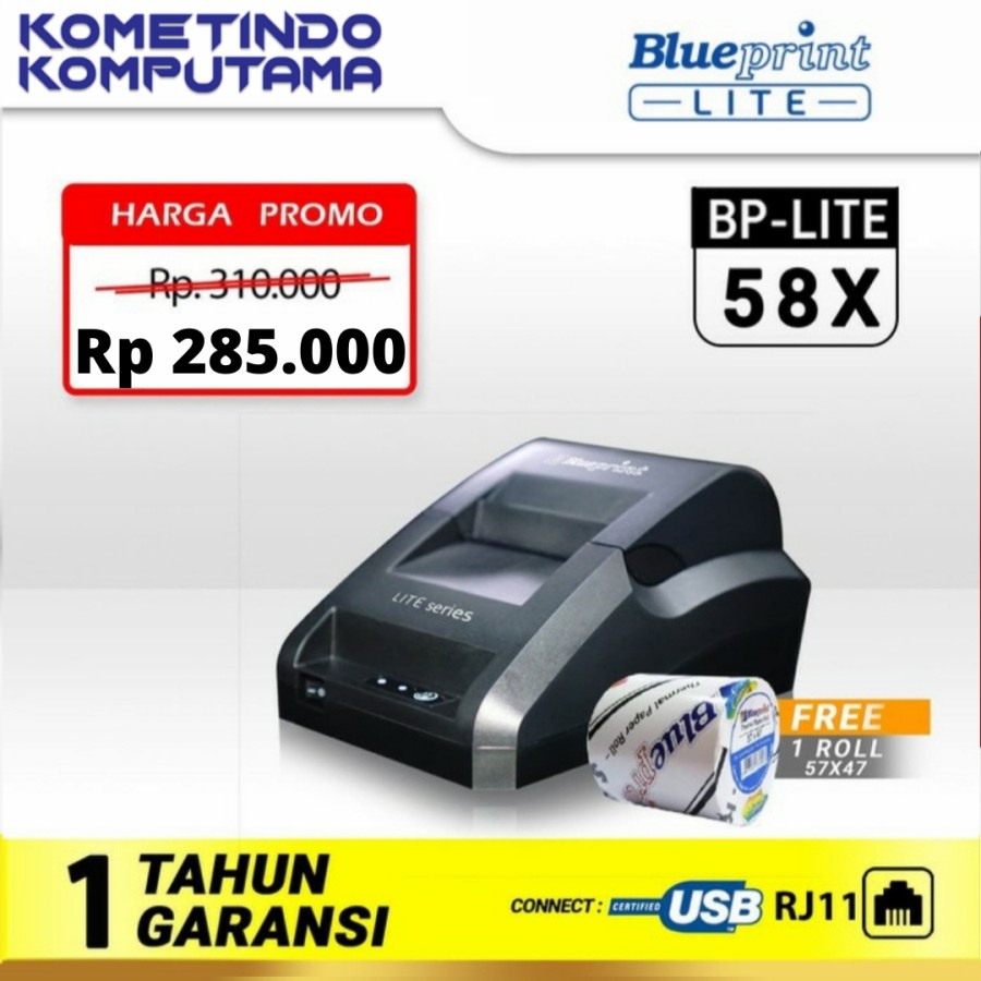 BP-LITE58X Desktop Printer Thermal POS BLUEPRINT USB RJ11 Tanpa BLUETOOTH LITE 58X