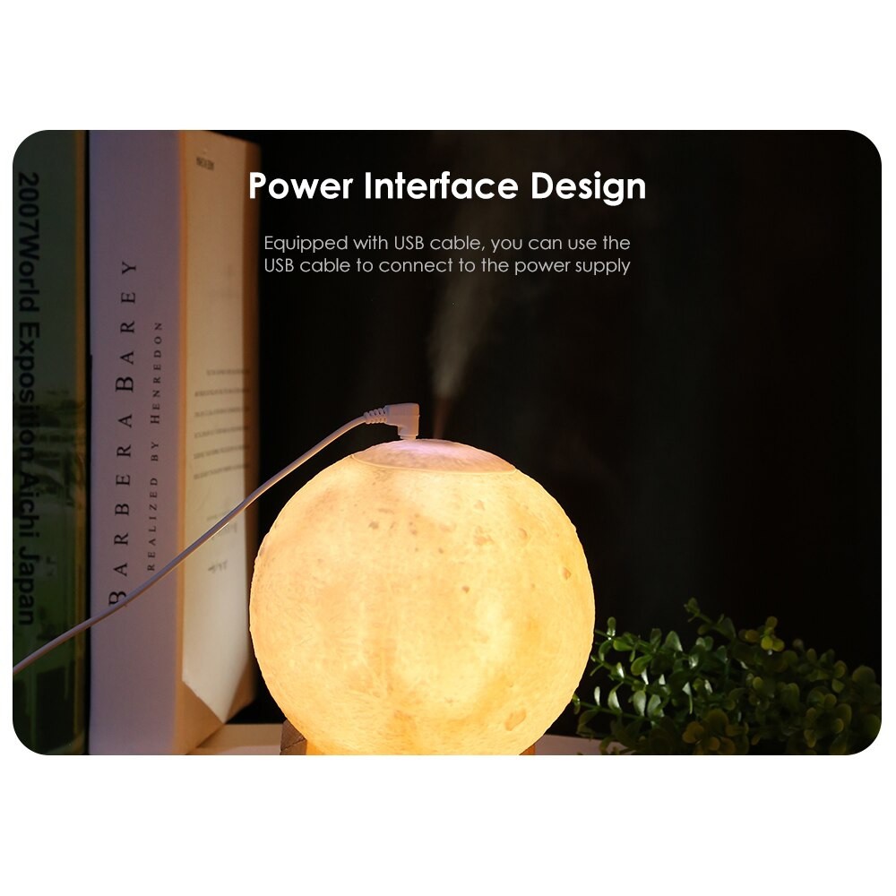 Moon Lamp Humidifier - 880ml Water Tank with Changing LED Night Light - Humidifier Bentuk Bulan