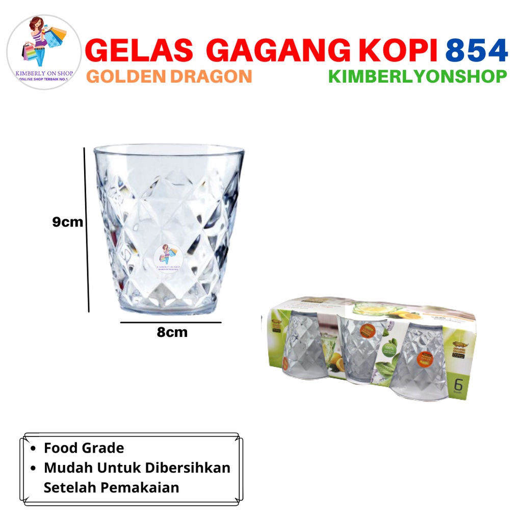 Gelas Plastik Relief Kristal 245 ml Golden Dragon Melamine 854