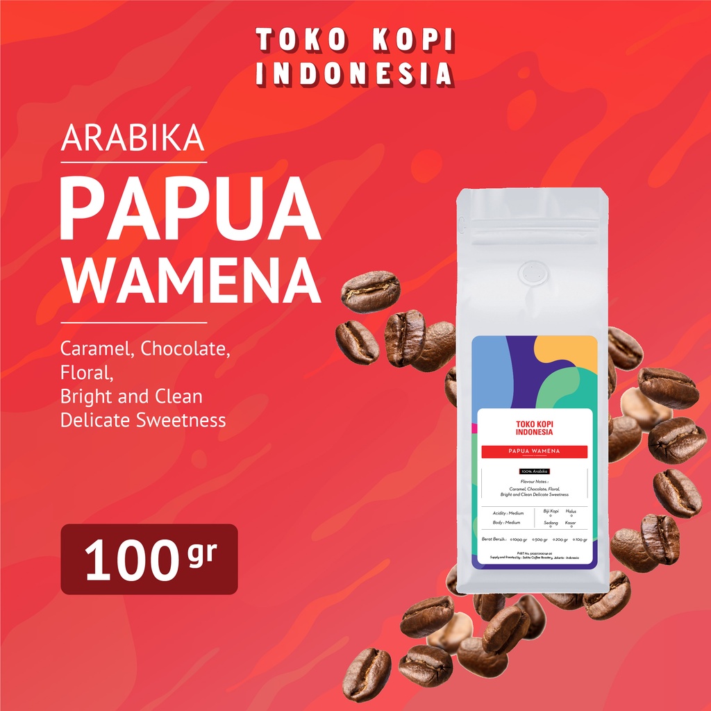 

Kopi Arabika Papua Wamena Arabica Coffee Roast Beans 100gr Biji Bubuk