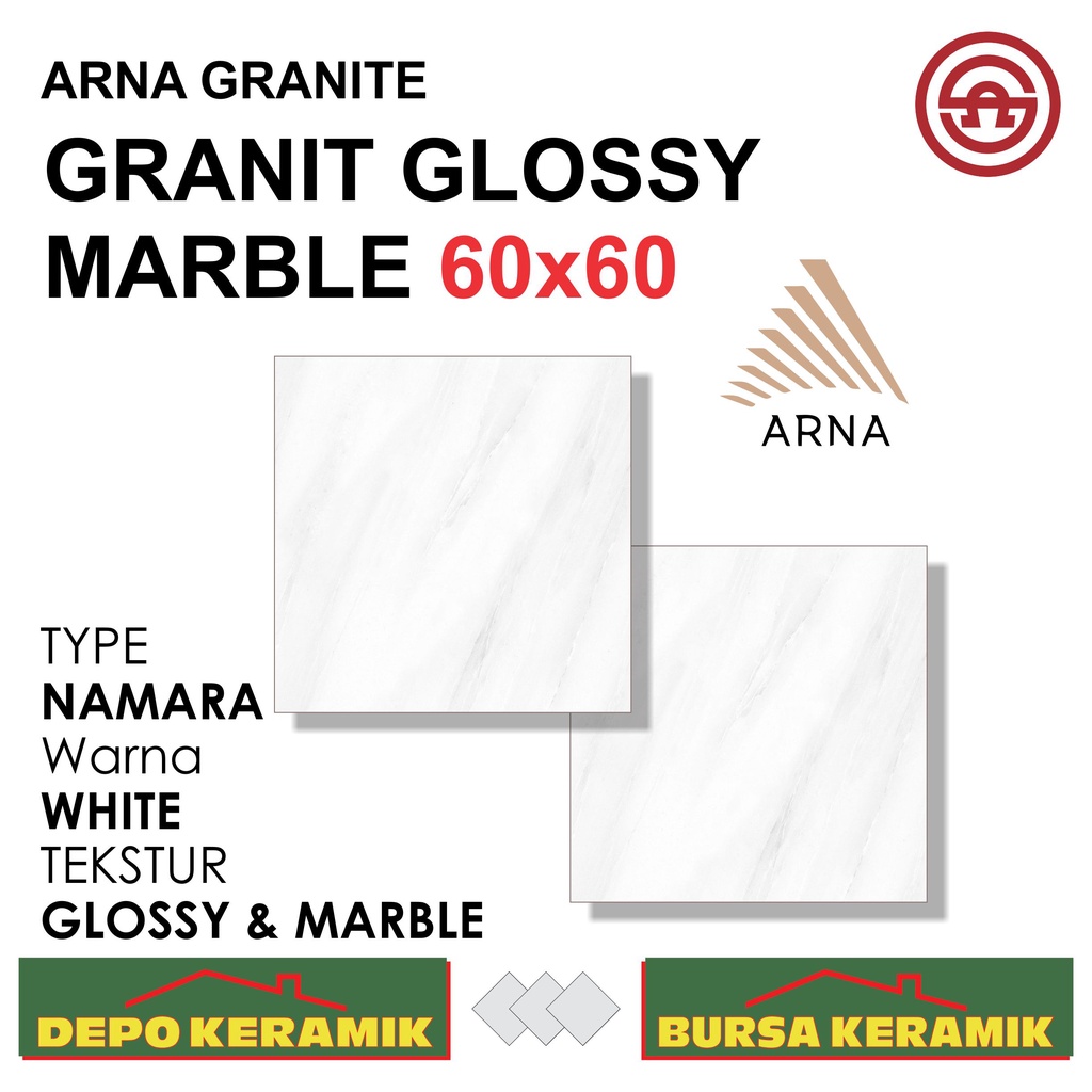 Jual Granit Lantai Murah 60x60 NAMARA WHITE -ARNA- Glossy&Marble ...