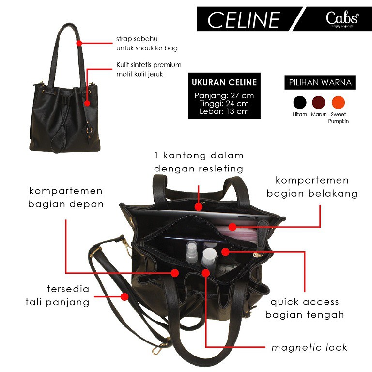 CABS - Bucket Bag Wanita Kekinian Bahan Kulit Serbaguna