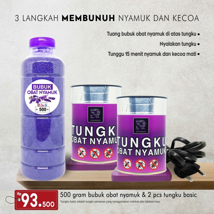 PAKET BASIC DOUBLE ( 2 TUNGKU TATAKAN OBAT NYAMUK &amp; 500 GR OBAT NYAMUK )