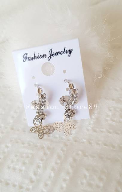 Anting jurai import buterfly perhiasan emas putih anting jurai xuping bestseller cantik siap kirim