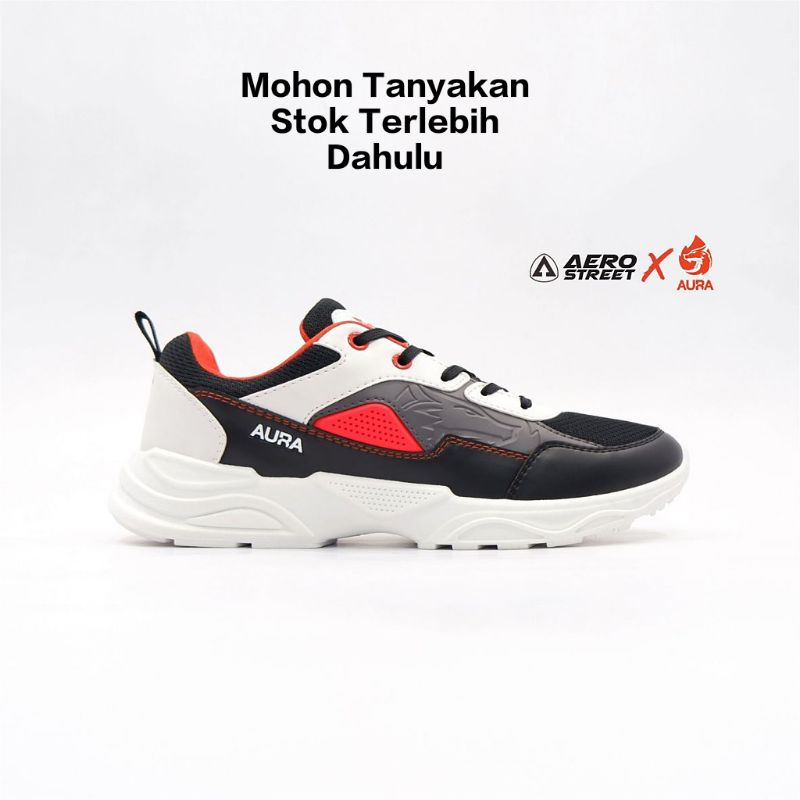 Aerostreet X Aura  40-43 The Fire In You Putih Hitam Oranye - Sepatu Sneakers - Aerostreet Aura