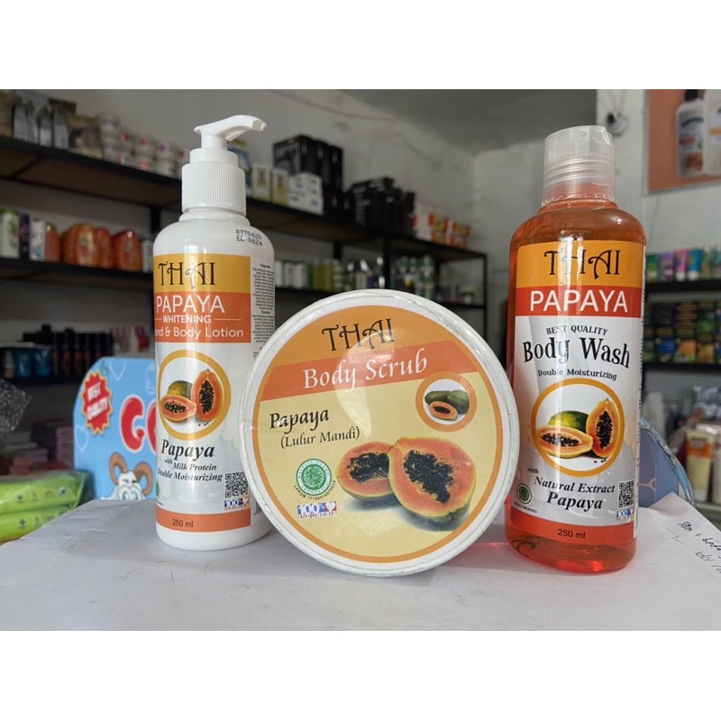 paket 3in1 thai pemutih badan ( sabun cair - lulur - lotion ) -- paket super whitening thai bpom