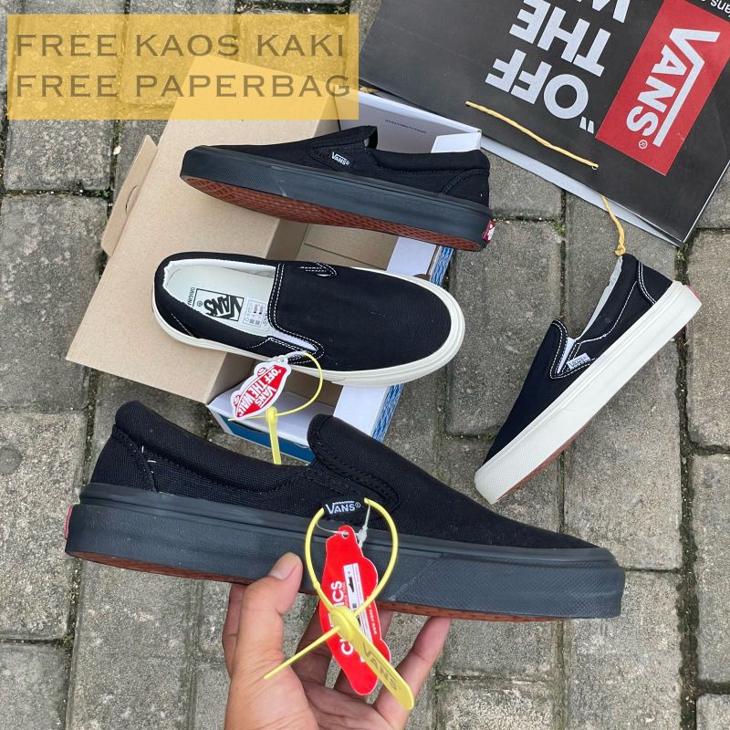 Sepatu vans slipon BW OG pria &amp; wanita Free kaos laki