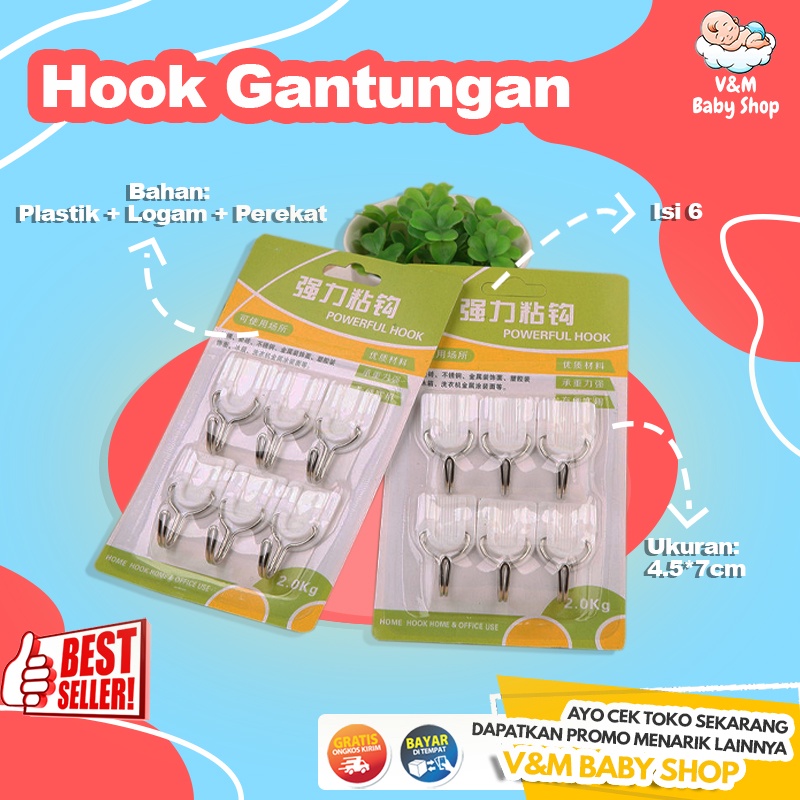 VnM045 | Hook Gantungan Cantelan Serbaguna isi 6 / Gantungan Multifungsi / Gantungan Serbaguna