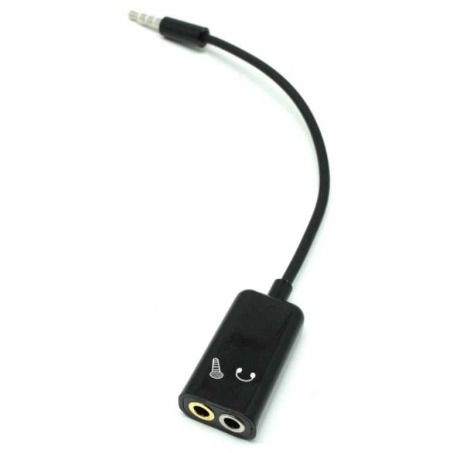 Kabel Konektor Splitter 3.5mm audio Mic &amp; Headset Microphone &amp; Headphone