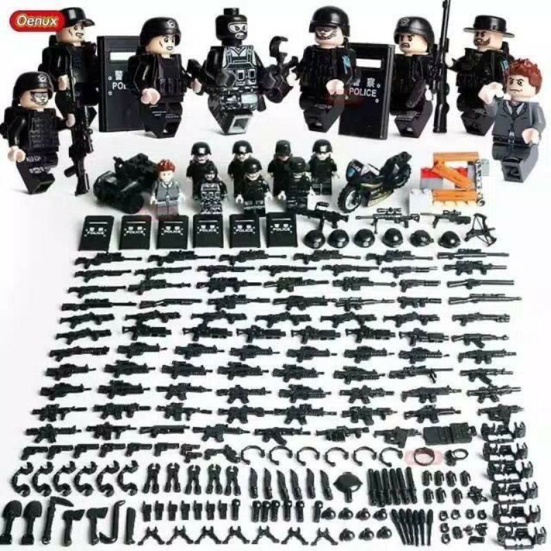 Lego set swat 8 model Polisi Tentara militer police army military soldier Minifigure world war