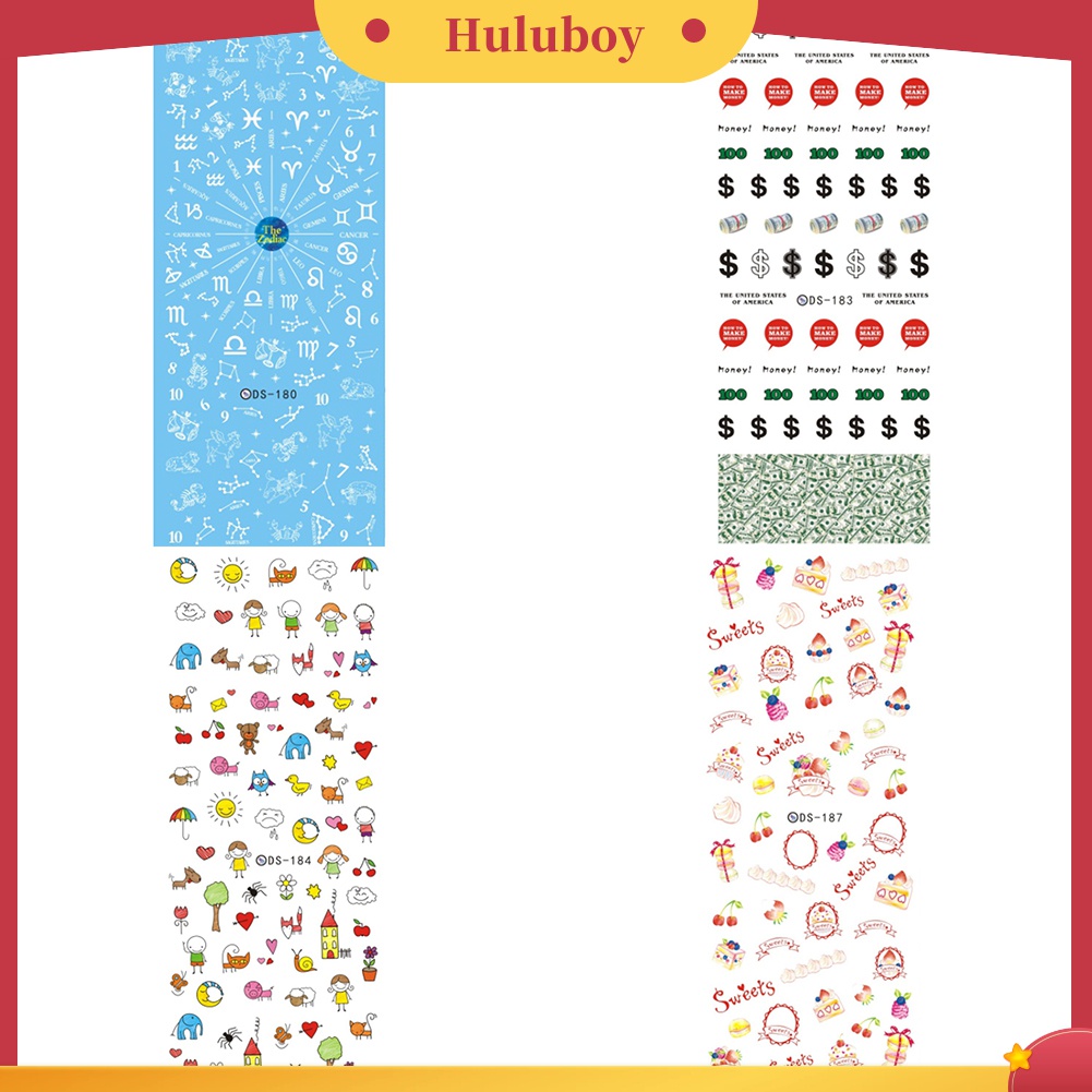 Huluboy Huluboy♡ Stiker Decal Transfer Air Untuk Dekorasi Nail Art DIY