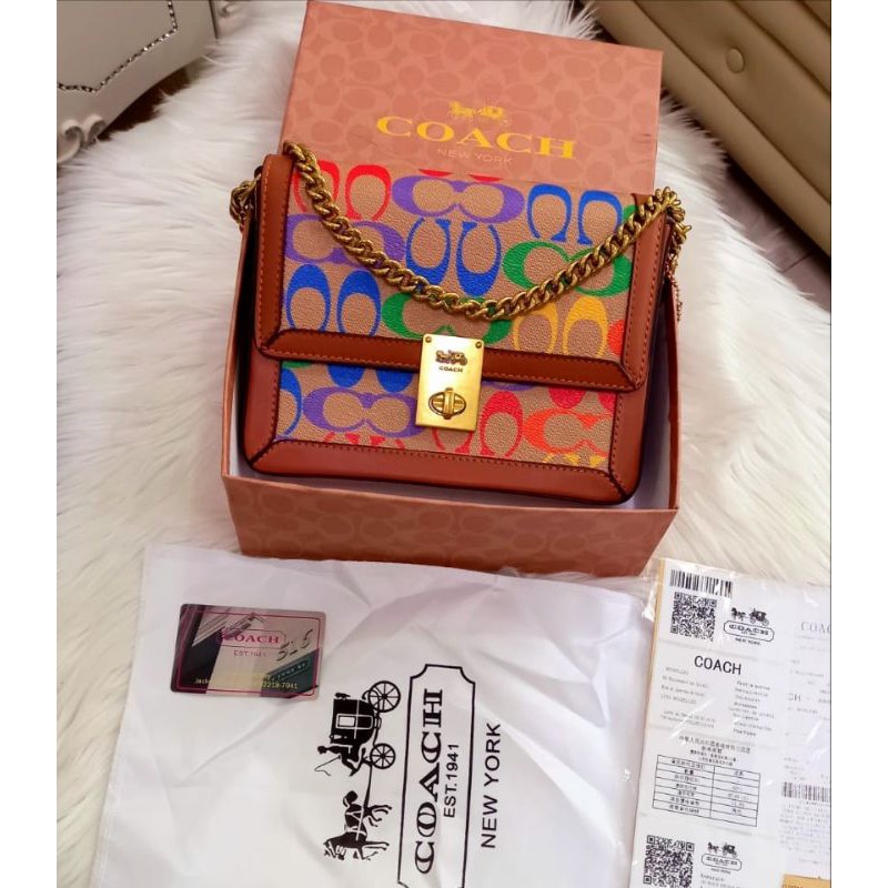 NEW COACH HUTTON RAINBOW/ MIRROR 1:1/ TAS BRANDED/WITH BOX AND NOSER/ REAL PIC