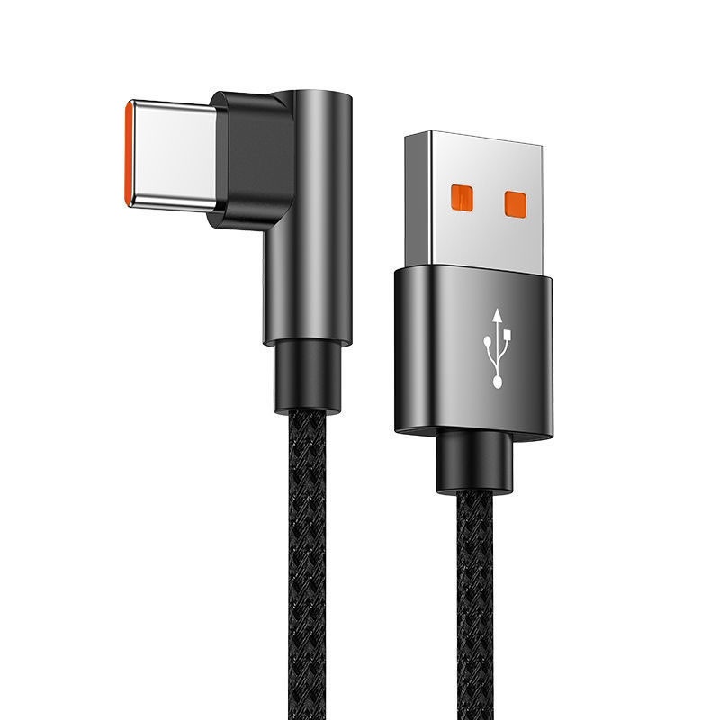 Kabel Data / Charger USB Tipe c Siku 90 Derajat Panjang 1M 6A Fast Charging 90 Derajat 90 Degree