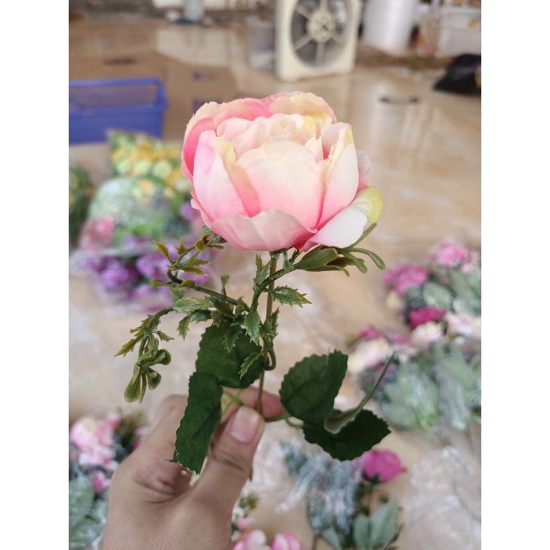 Peony Bunga Plastik Artificial Dekorasi Rustic Hiasan Mahar Dried Flower Hampers Ringbox-Salem