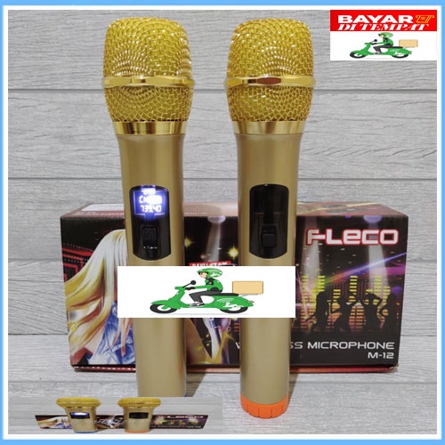 Microphone Profesional Wireless Mic Double FLECO M-12 / Microphone Double Wireless FLECO M12 SUARA MANTAP