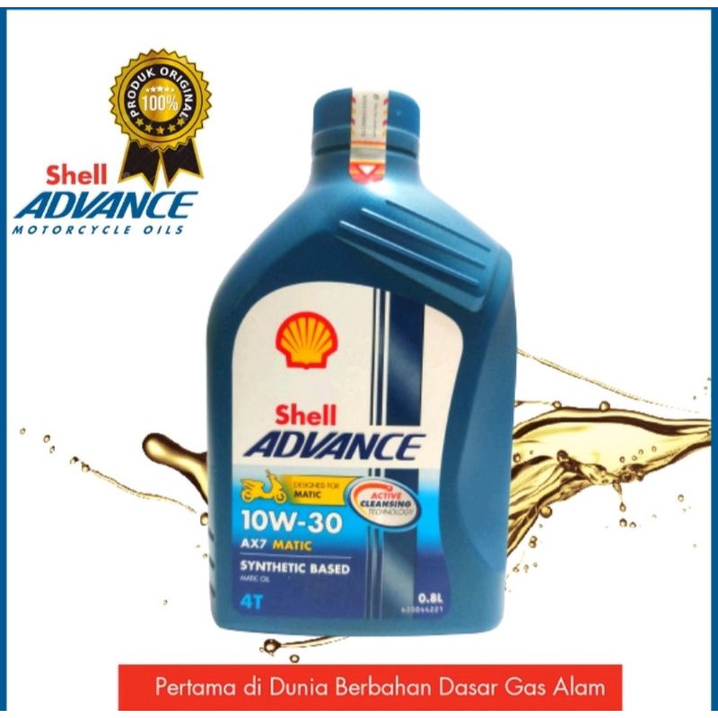 0Oil Shell Advance AX7 MATIC 4T SYNTHETIC BASED 10W-30 800ML Untuk Motor Matik Original