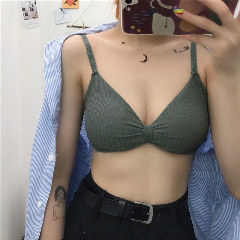 Tmall88 Bra Wanita Cute Small Thin Chest Sexy Halfcup Tanpa Kawat